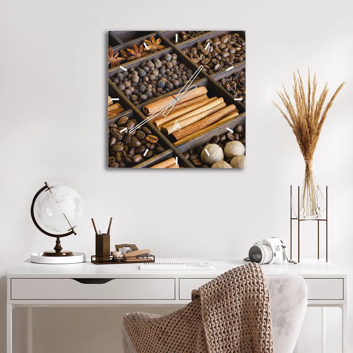 Wall clock - Clock on glass - Treasury of Aromas - 40x40 cm