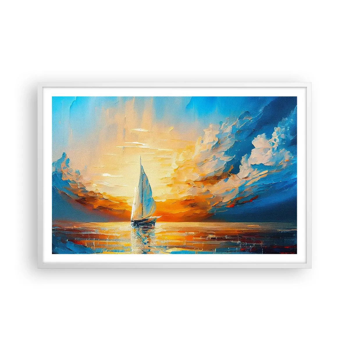 Poster in white frmae - Sailing in Gold - 91x61 cm