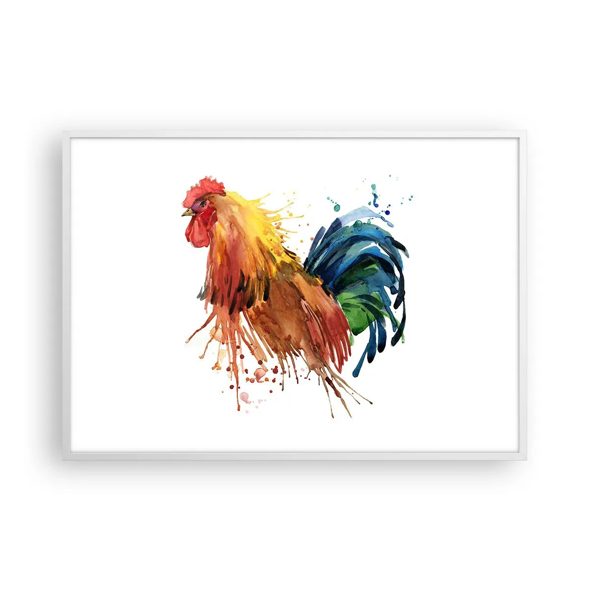 Poster in white frmae - King Rooster - 100x70 cm