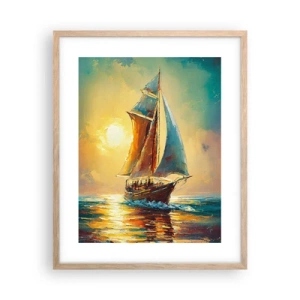 Poster in light oak frame - Under Full Sails - 40x50 cm
