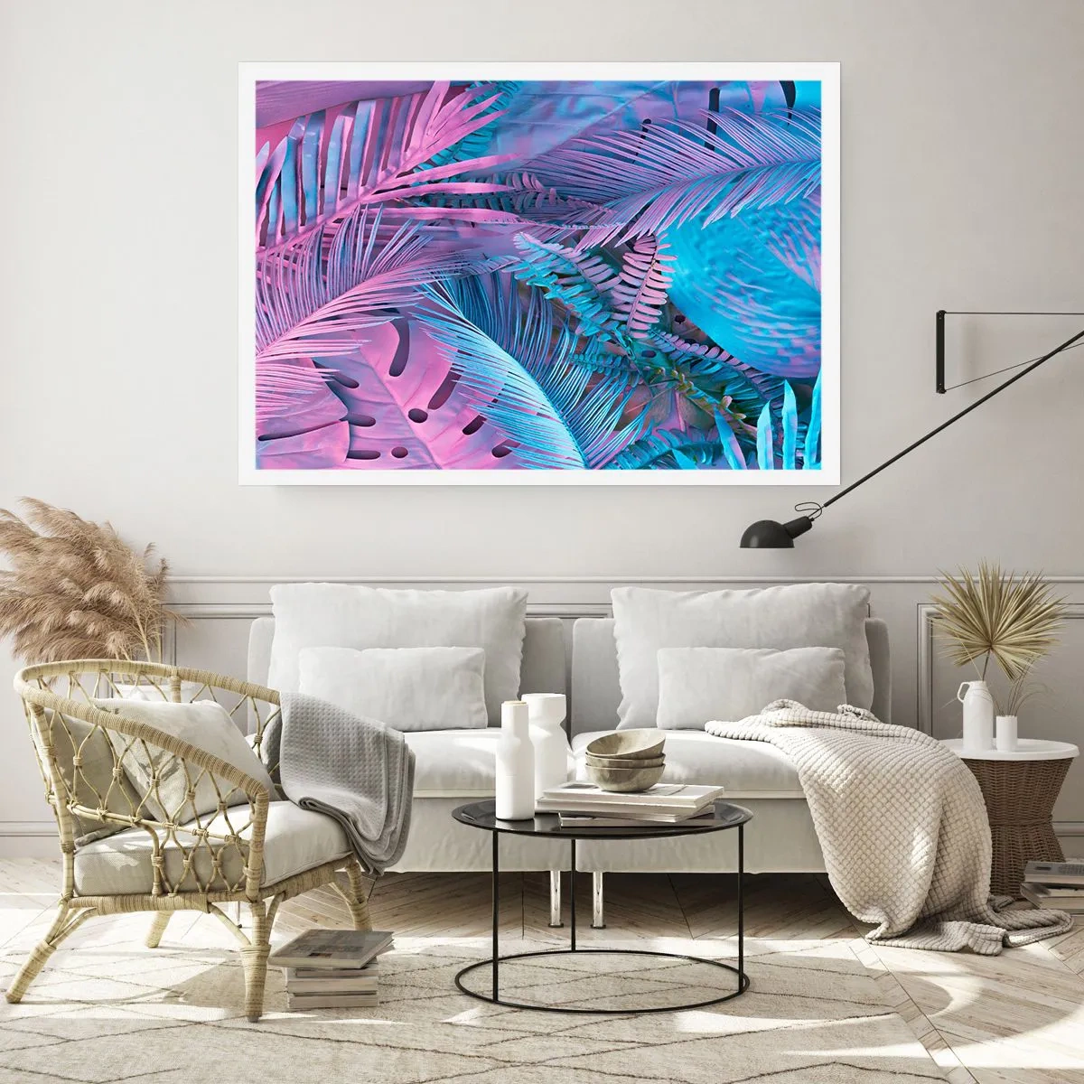 Poster - Tropics in Pink and Blue - 70x50 cm