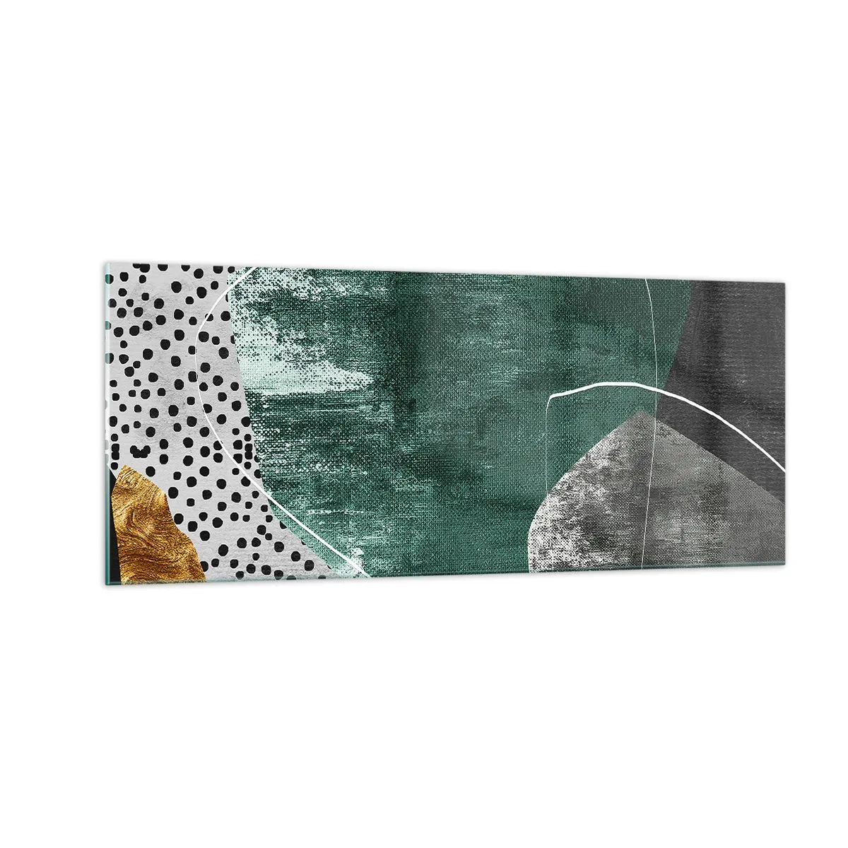 Glass picture - Colourful Abstract with a Golden Petal - 100x40 cm