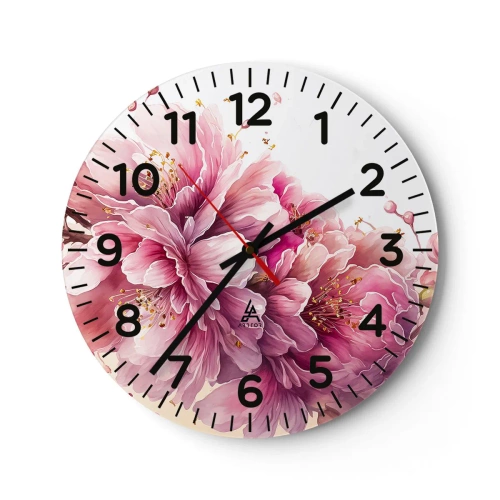 Wall clock - Clock on glass - Land of Cherry Blossoms - 30x30 cm