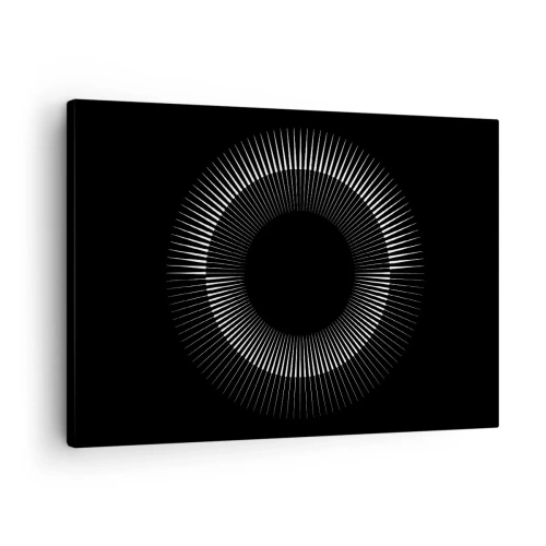 Canvas picture - Graphic circle with rays in black and white - 70x50cm - Black Sun - Modern wall decoration for the living room and bedroom ARTTOR