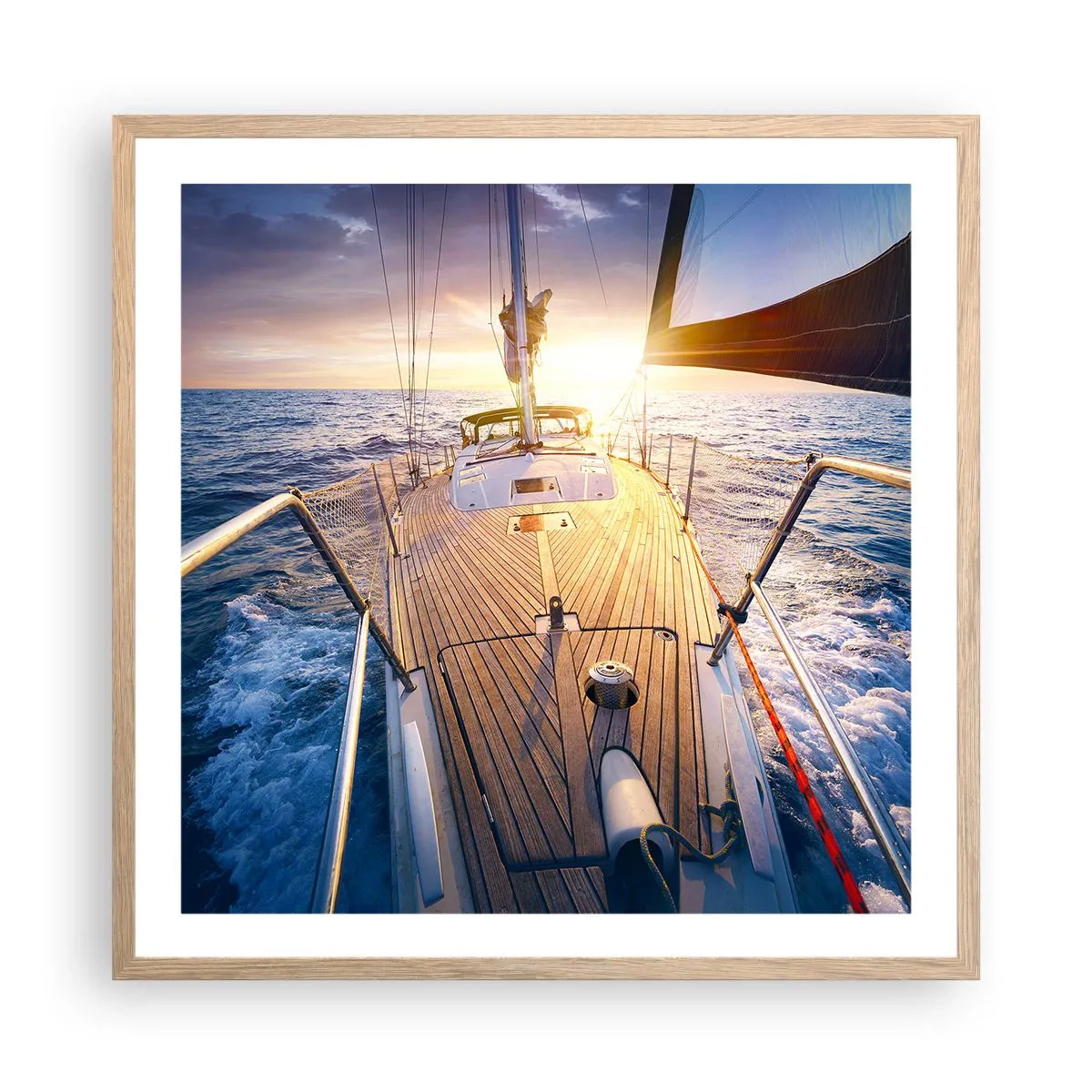 Poster in light oak frame - Running on Waves - 60x60 cm