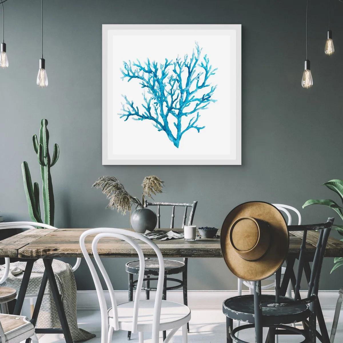 Poster in white frmae - Sea Filigree - 40x40 cm