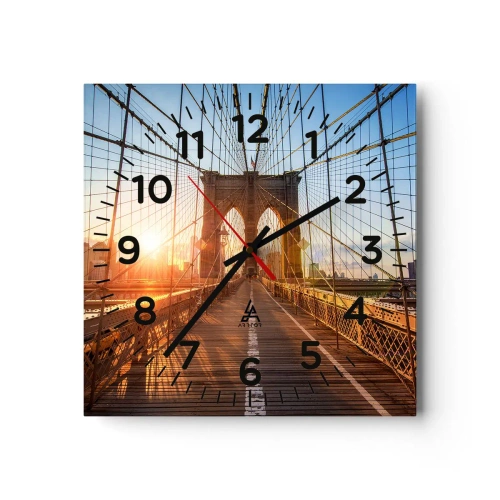 Wall clock - Clock on glass - On a Golden Bridge - 30x30 cm