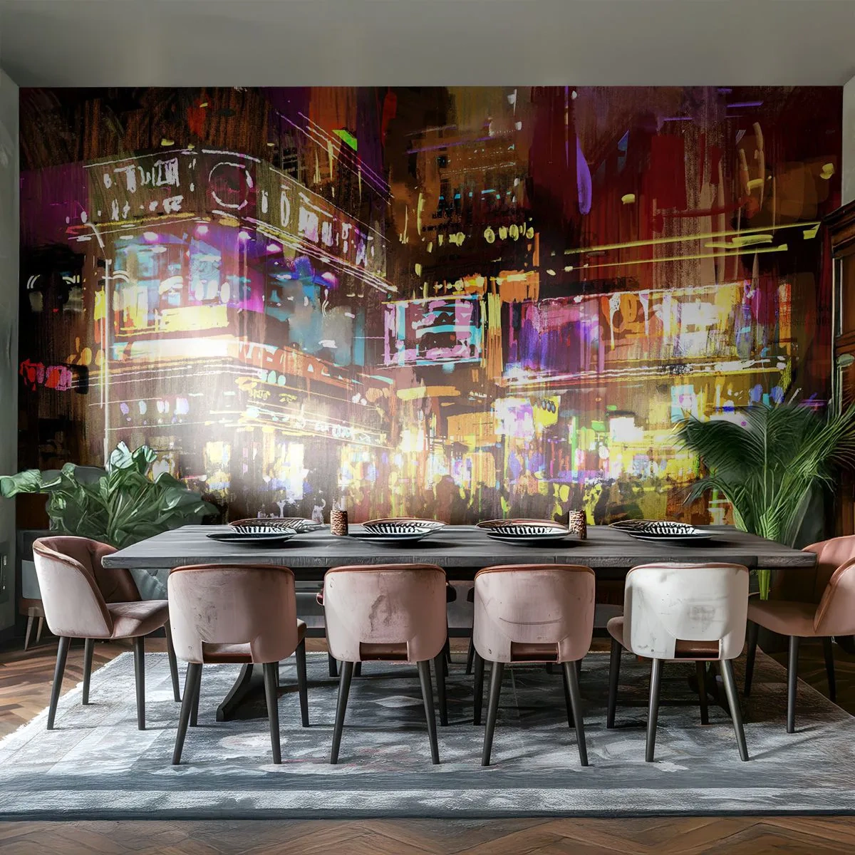 Self-Adhesive Photo Wallpaper Deluxe Sticker - In the Sea of Light - City, Architecture, Night life - 250x175 cm