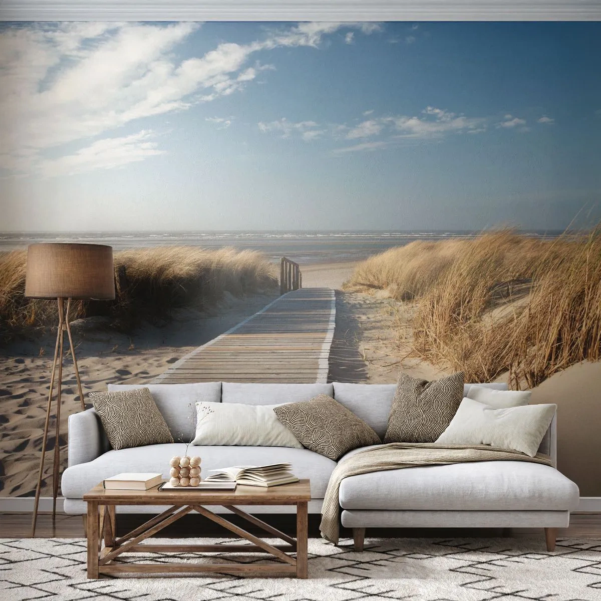 Photo Wallpaper Standard Eco - Behind a Dune, in the Hum of Trees - Landscape, Sea, Beach - 200x140 cm