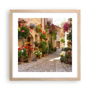 Poster in light oak frame - Flood of Flowers - 40x40 cm