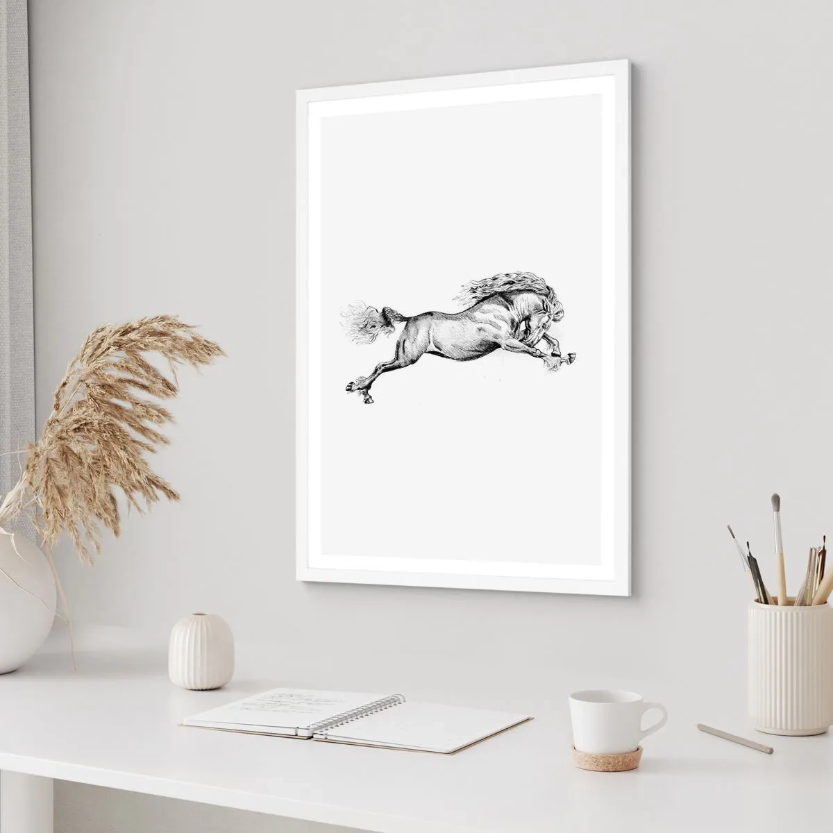 Poster in white frmae - Stopped at a Gallop - 70x100 cm