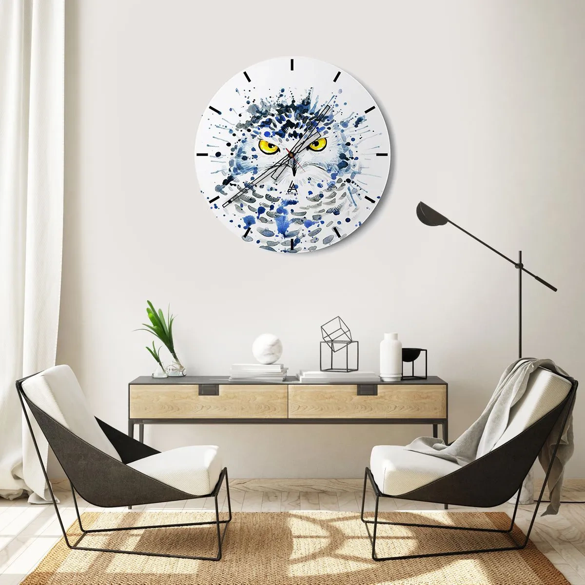 Wall clock - Clock on glass - Straight in the Eyes - 30x30 cm