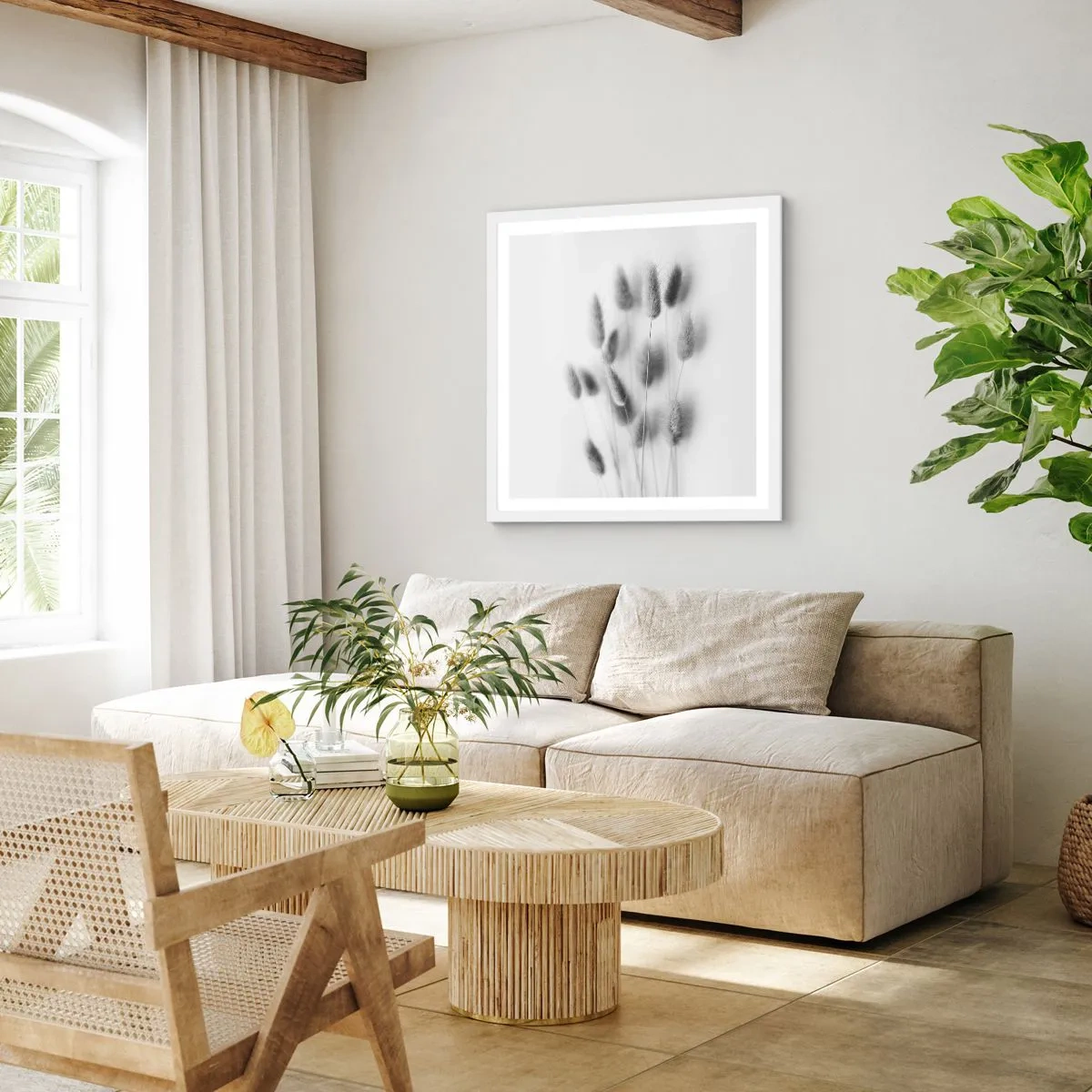 Poster in white frmae - Her Softness Grass - 60x60 cm