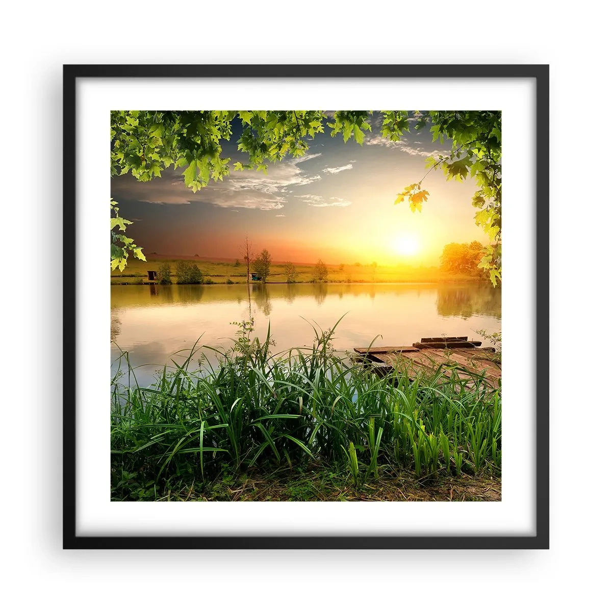Poster in black frame - Landscape in a Green Frame - 50x50 cm