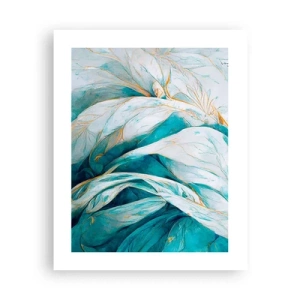 Poster - Blue Abstract with a Golden Motif - 40x50 cm