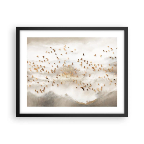 Poster in black frame - It Is Time - 50x40 cm