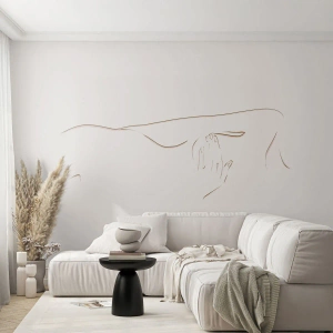 Photo Wallpaper Standard Eco - A minimalist drawing of a female body on a light background. - 100x70cm - Shape of Desire - Modern wall decoration for the living room and bedroom ARTTOR