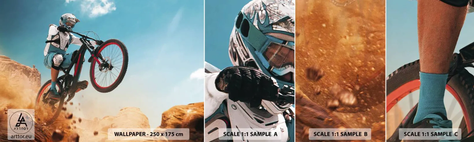 Photo Wallpaper Sample Self-Adhesive Deluxe Sticker - Madness on Wheels - Bicycle, Speed, Sports Competitions - 100x30 cm