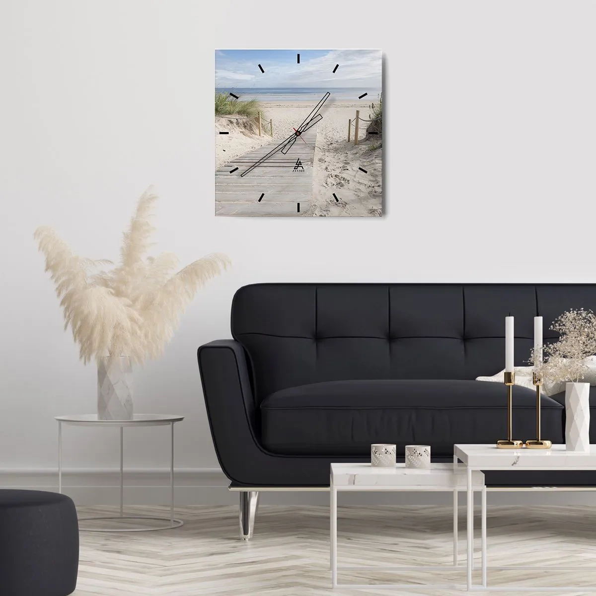 Wall clock - Clock on glass - Until the Horizon - 30x30 cm