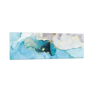 Glass picture - Study in Grey and  Turquoise Encounter - 160x50 cm