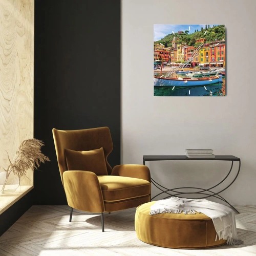 Wall clock - Clock on glass - Italian Morning - 40x40 cm