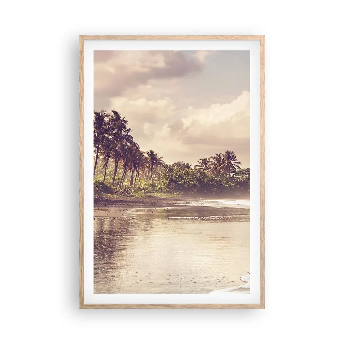 Poster in light oak frame - Caress of the Waves - 61x91 cm