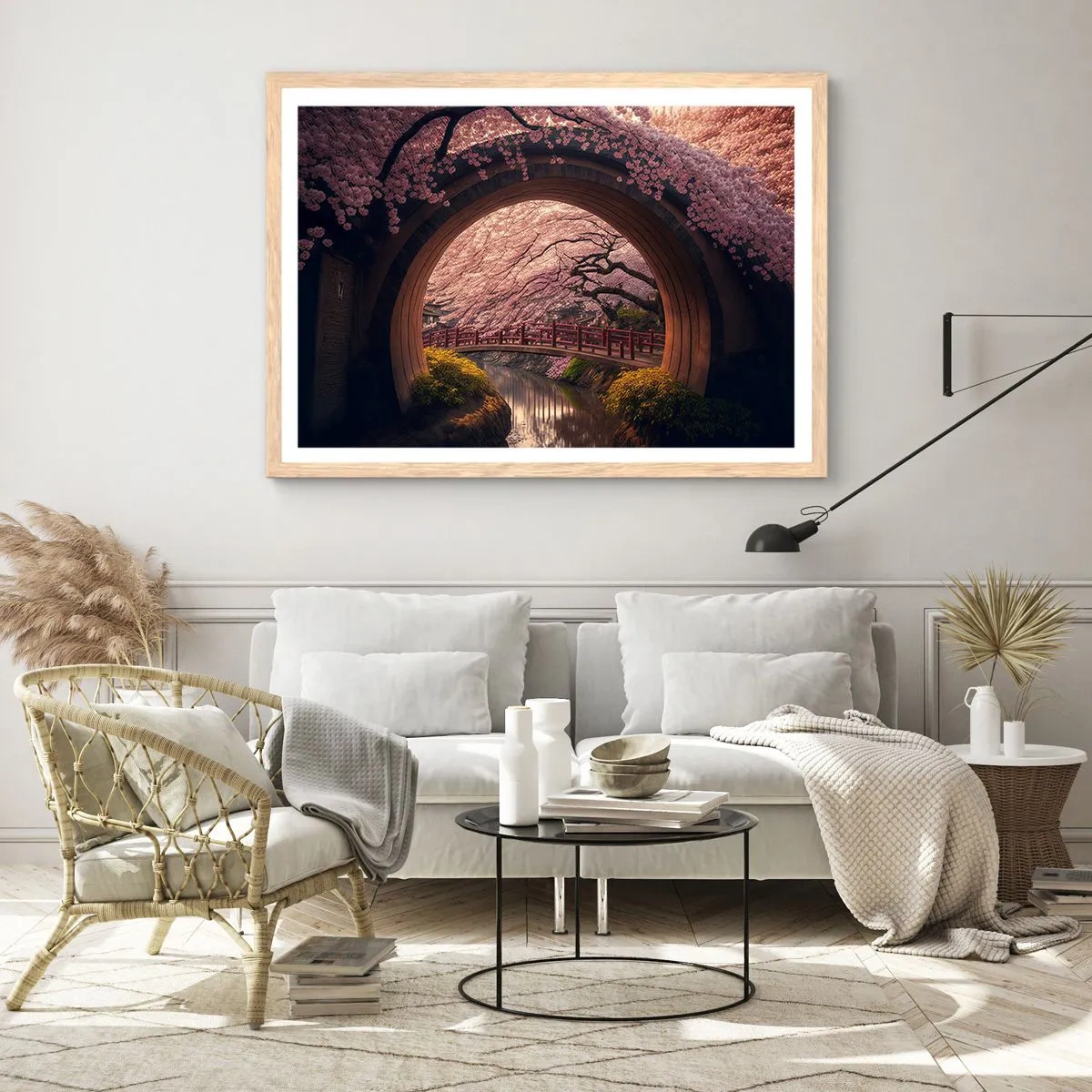 Poster in light oak frame - Japanese Spring - 40x30 cm