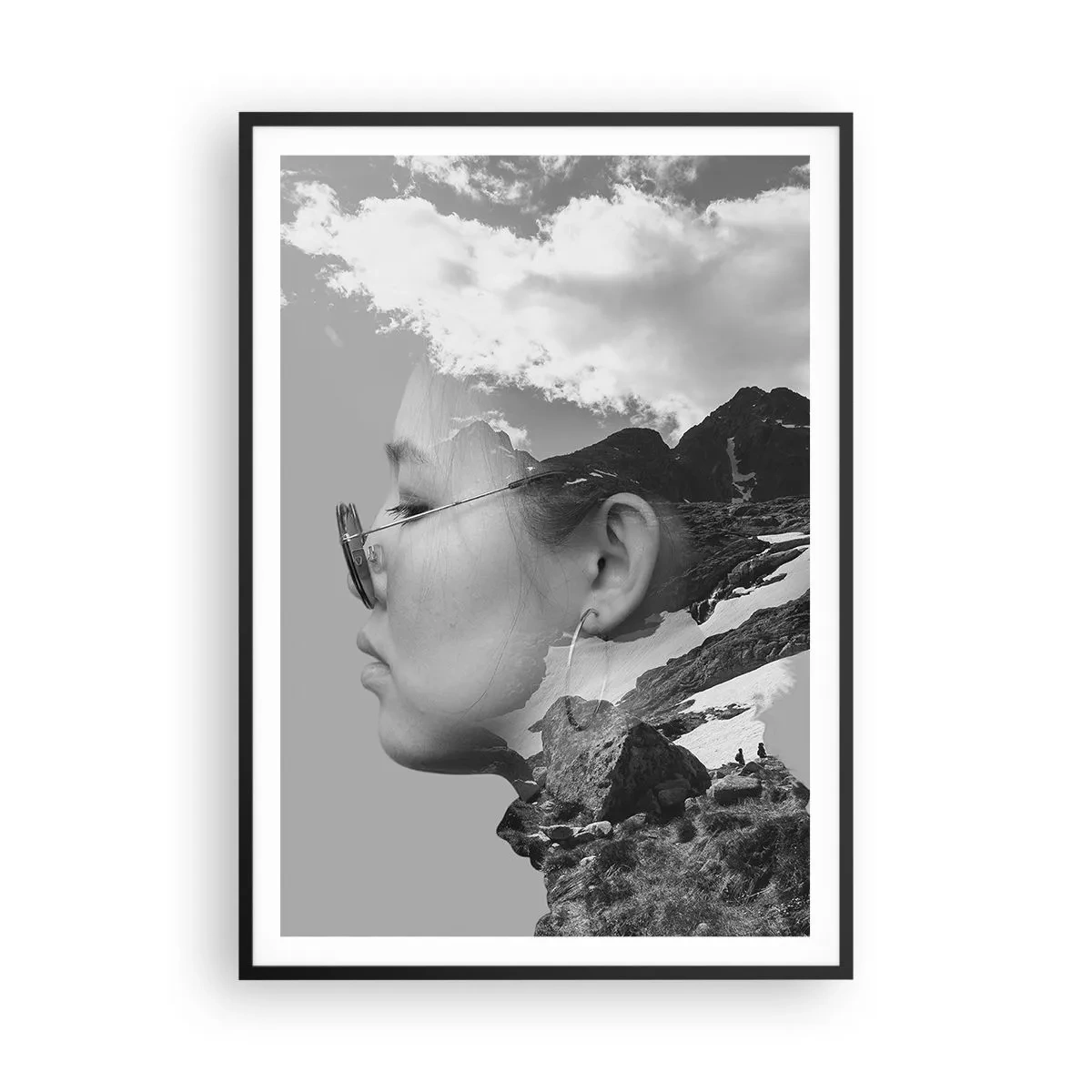 Poster in black frame - Cloudy Portrait - 70x100 cm