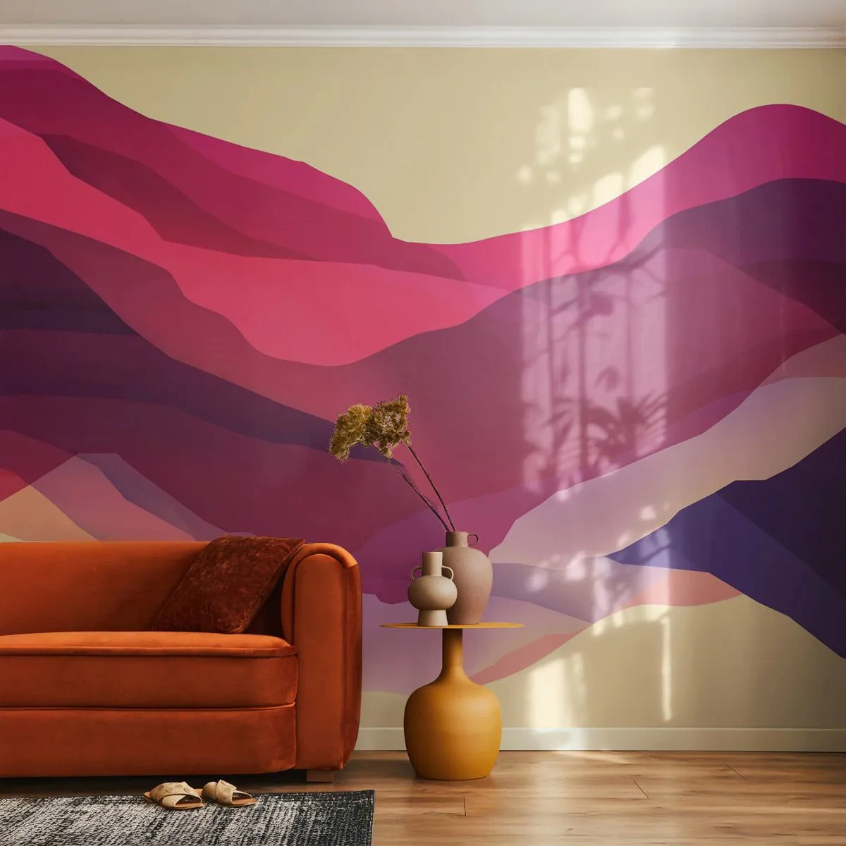 Photo Wallpaper Premium Sand - Waves of Purple - Abstraction, Piece, Modern Art - 450x315 cm