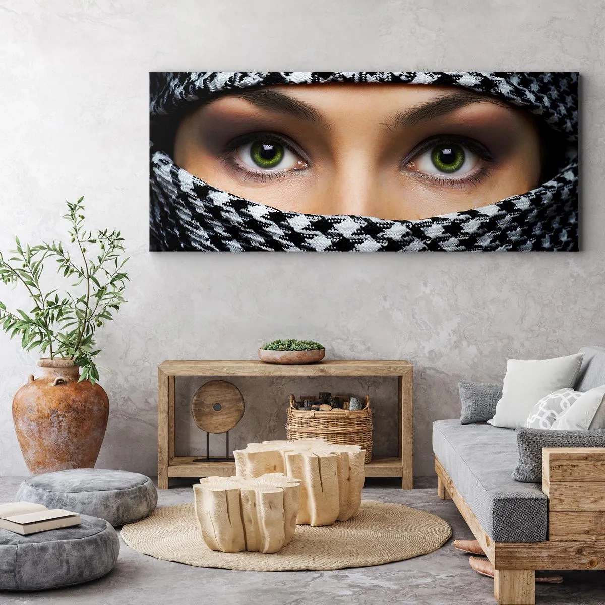 Canvas picture - Portrait of Head-scarfed Beauty - 120x50 cm