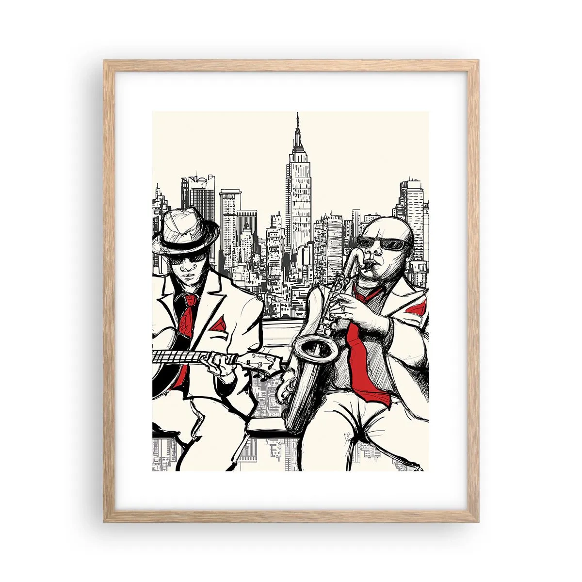 Poster in light oak frame - New York Improvisation - 40x50 cm
