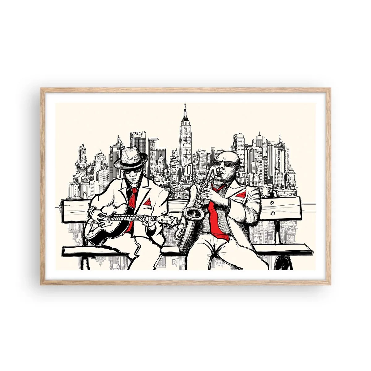 Poster in light oak frame - New York Improvisation - 91x61 cm