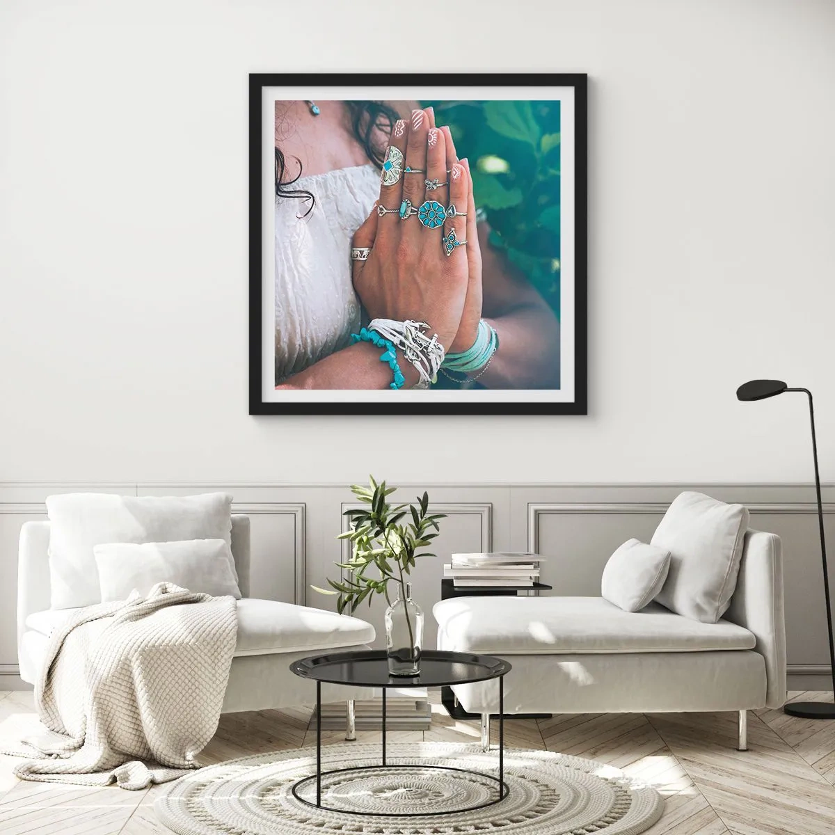 Poster in black frame - Welcome to the Centre of Wellbeing - 40x40 cm