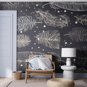 Photo Wallpaper Standard Eco - Feathery Lace - Bird's feather, Graphics, Piece - 450x315 cm