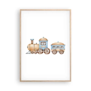 Poster in light oak frame - Standing at the Station… - 70x100 cm