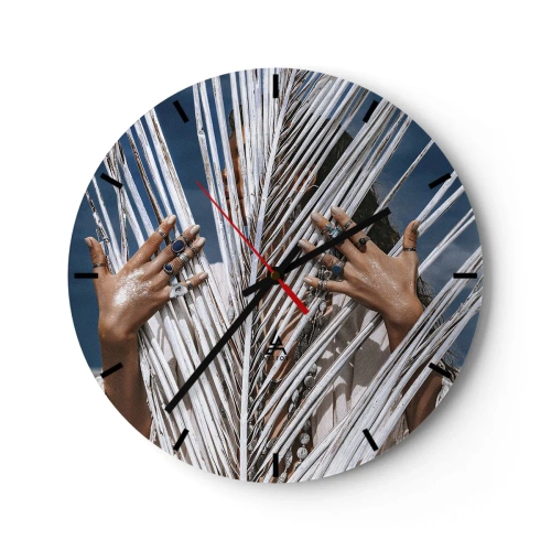 Wall clock - Clock on glass - Shaman's Girlfriend? - 40x40 cm