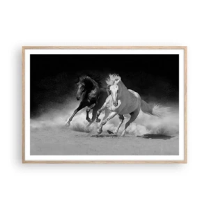 Poster in light oak frame - Gallop of Freedom - 100x70 cm