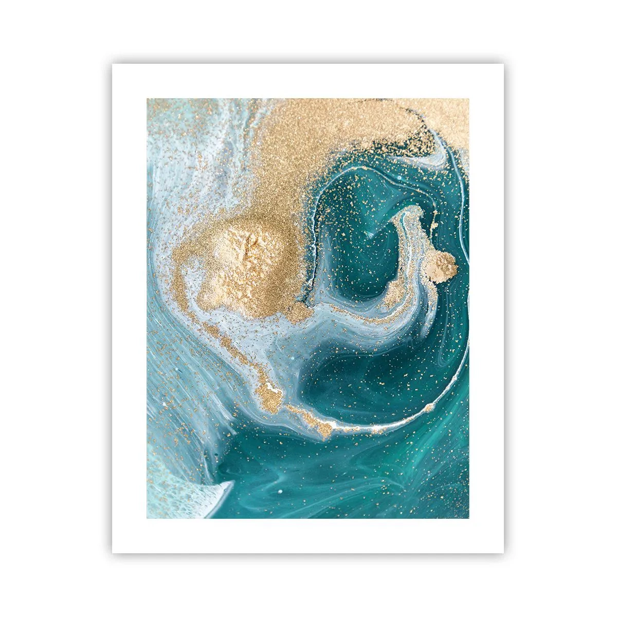 Poster - Swirl of Gold and Turquiose - 40x50 cm
