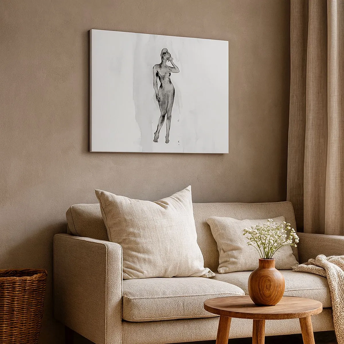 Canvas picture - Sketch of a woman's silhouette in shades of gray - 70x50cm - Study of Ideal of Feminity - Modern wall decoration for the living room and bedroom ARTTOR