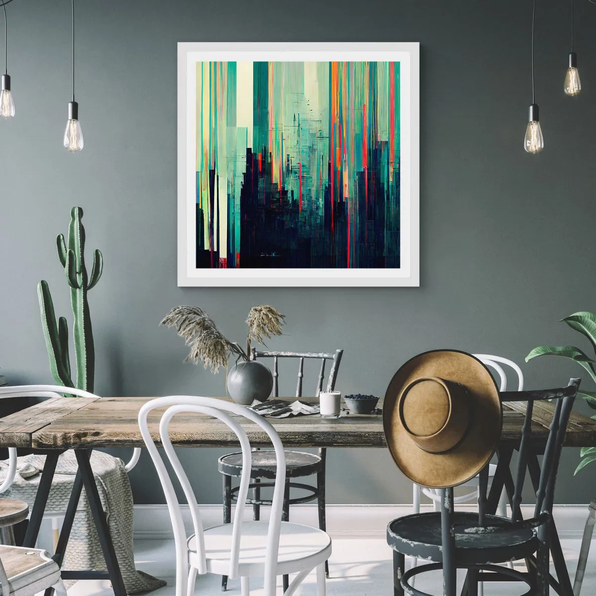 Poster in white frmae - Futuristic City - 30x30 cm