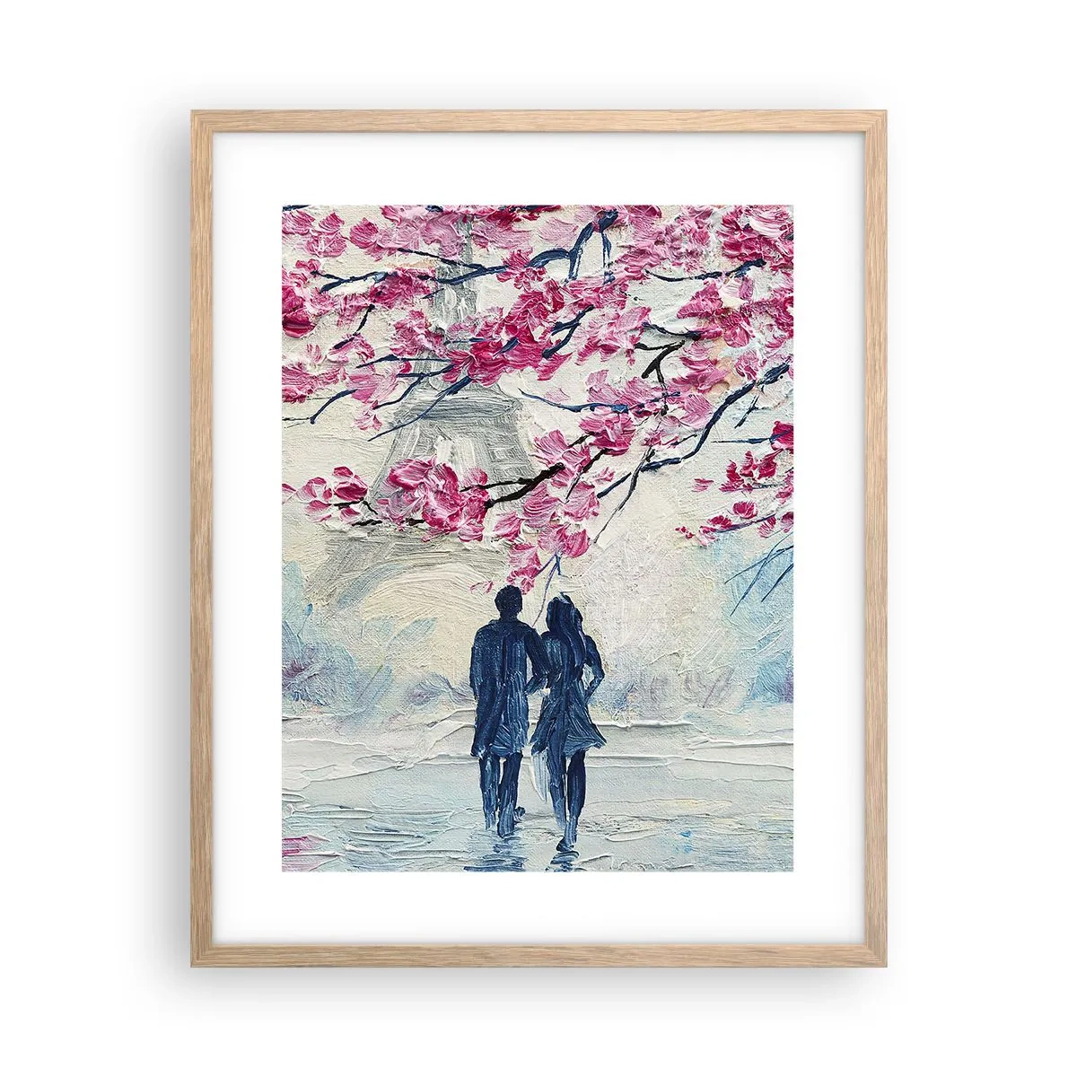 Poster in light oak frame - Romantic Walk - 40x50 cm