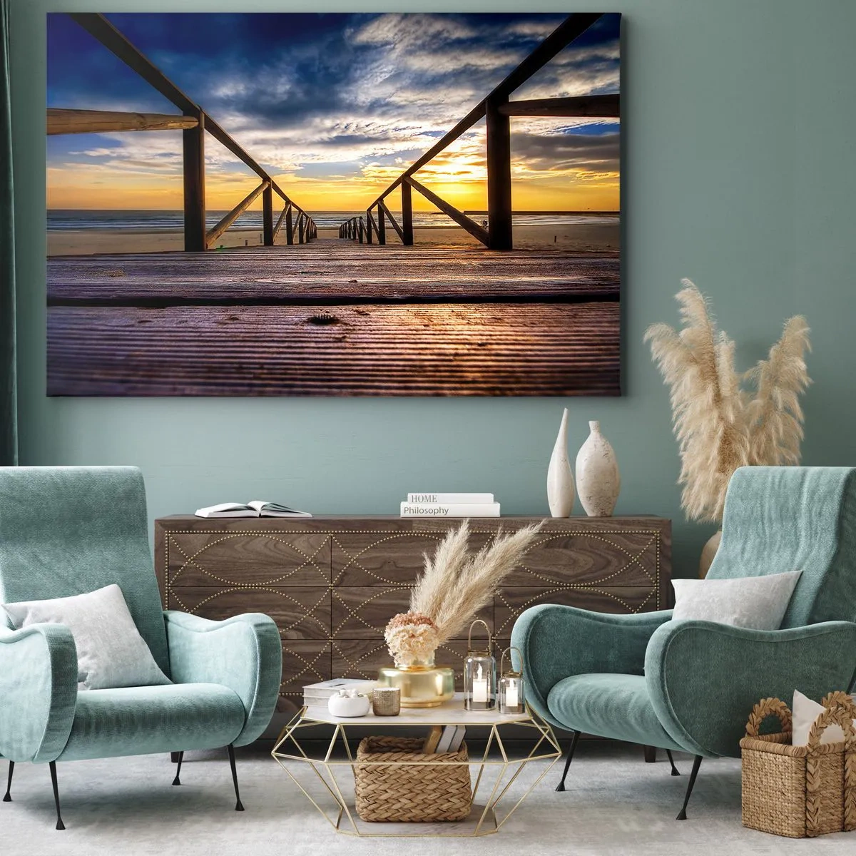 Canvas picture - Straight to a Quiet Beach at Sunset - 120x80 cm