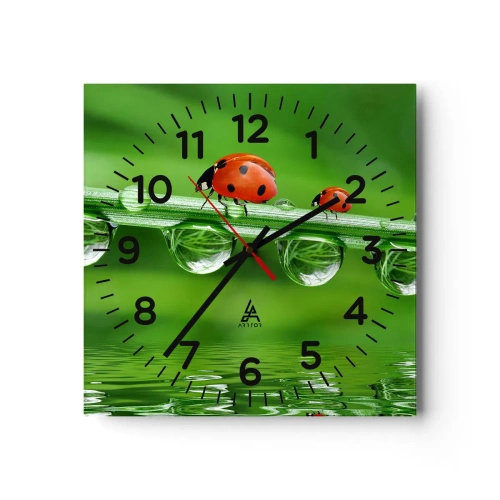 Wall clock - Clock on glass - Summer Is on Its Way - 40x40 cm