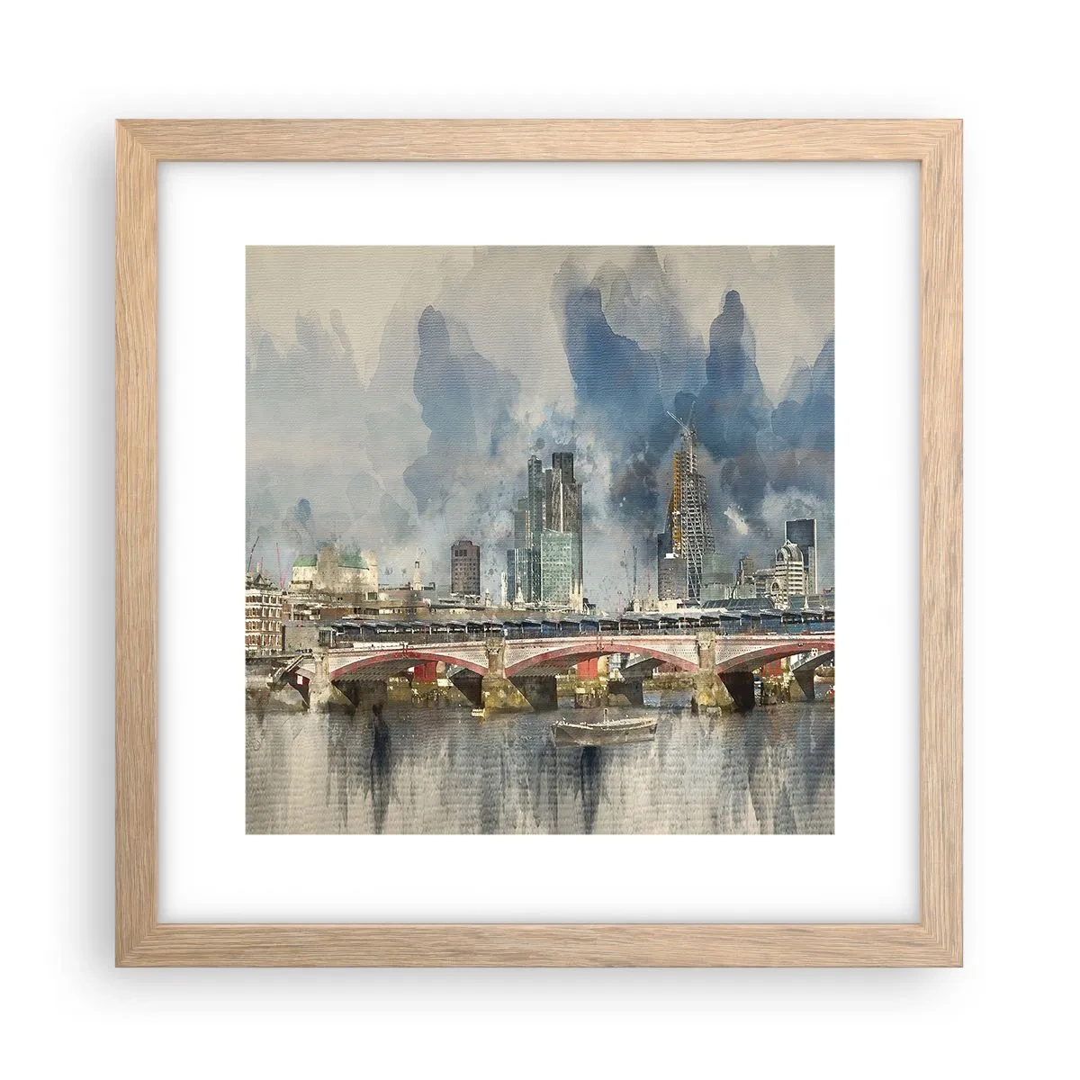 Poster in light oak frame - London in Its Beauty - 30x30 cm