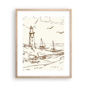 Poster in light oak frame - Outline of a Summer Postcard - 40x50 cm