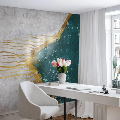 Custom Wallpaper Premium Sand - Golden Tide - Minimalism, Art Deco, Piece