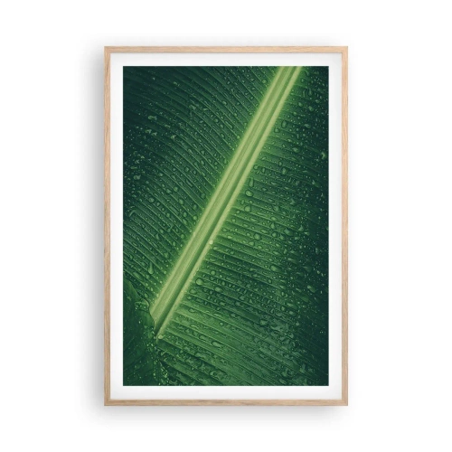 Poster in light oak frame - Structure of Green - 61x91 cm