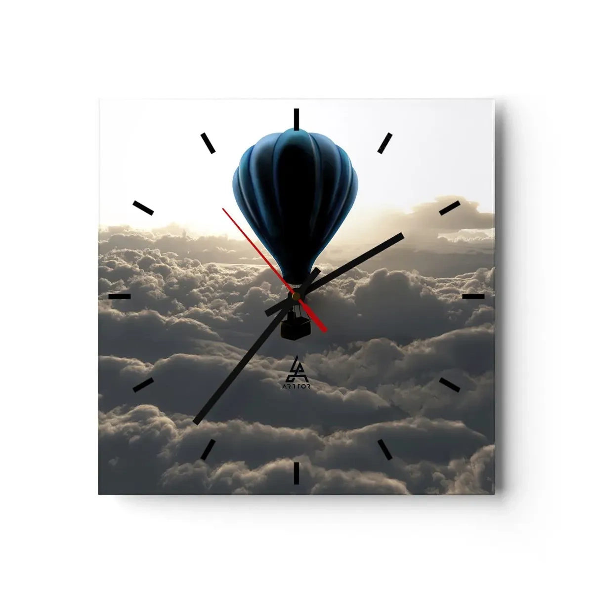 Wall clock - Clock on glass - Wanderer above Clouds - 30x30 cm