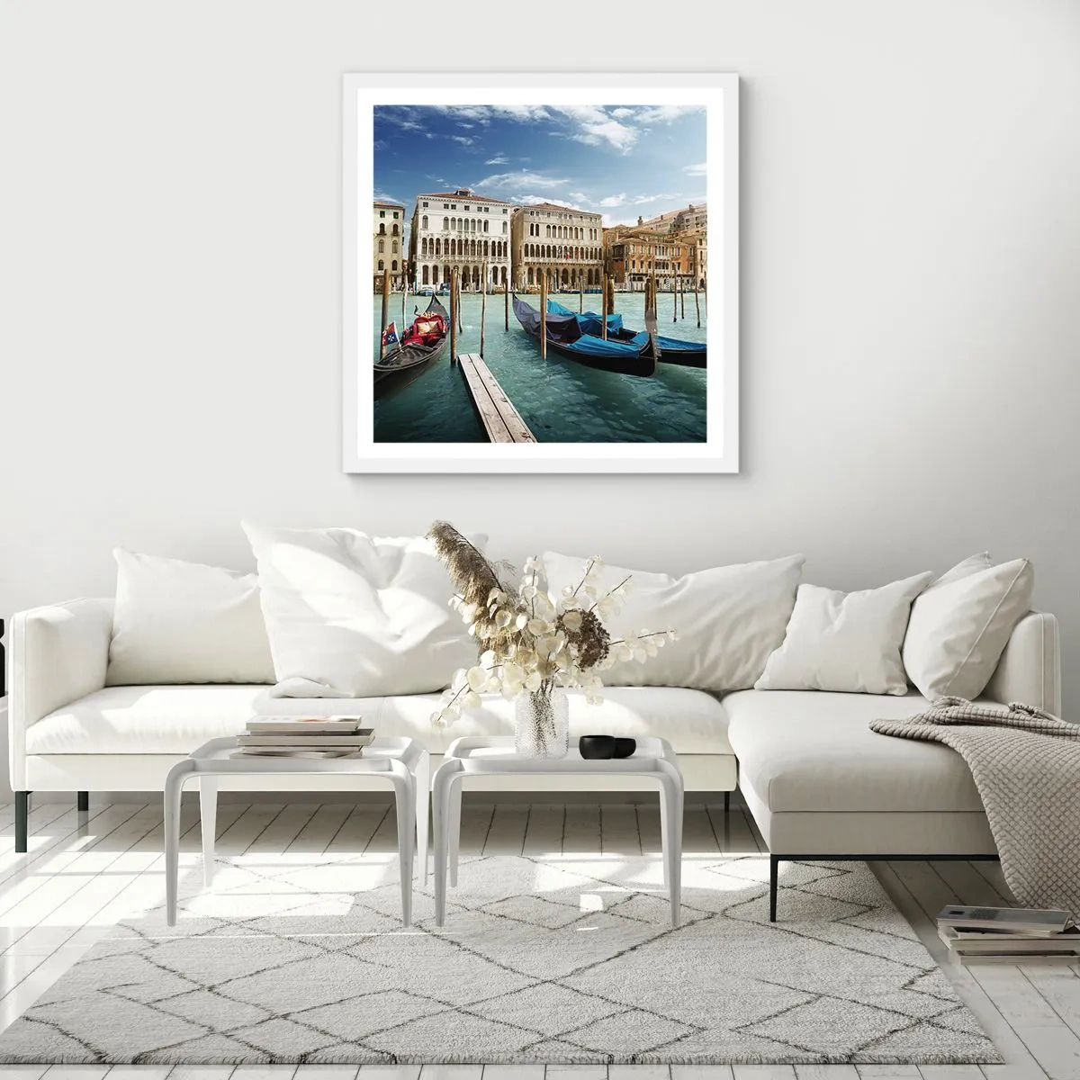 Poster in white frmae - Palaces in Blue - 40x40 cm