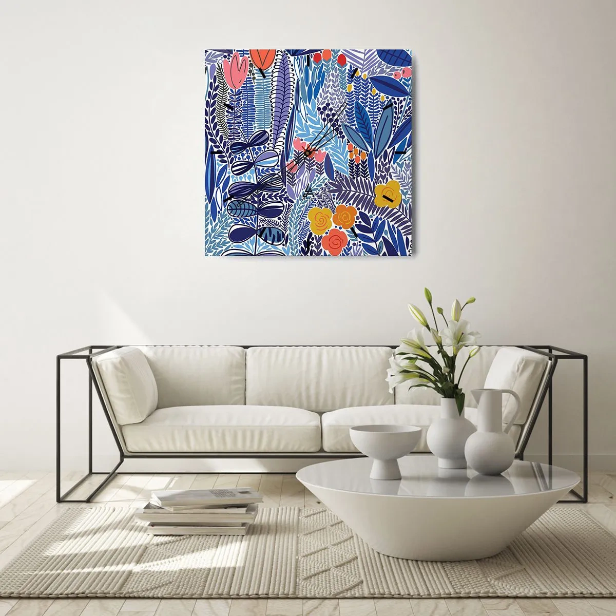 Wall clock - Clock on glass - Hawaian Garden - 30x30 cm